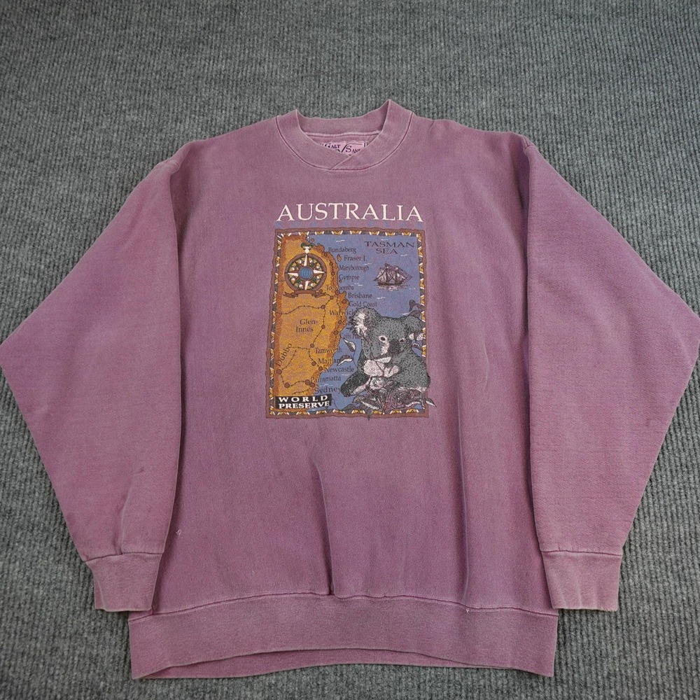 Vintage Australia Sweatshirt Mens Large Purple Kuala Fleece Crewneck Galt Sand